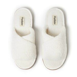 NEW 11-12 Women's Dearfoams White Terry Slide Slippers